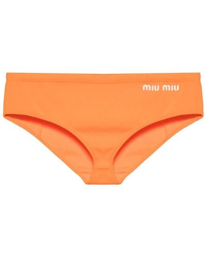 Miu Miu Gestricktes Bikinihöschen mit Logo - Orange