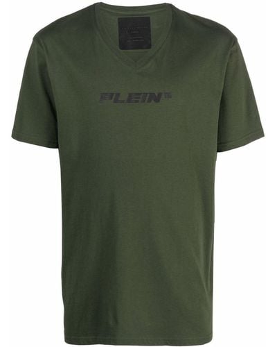 Philipp Plein V-neck Logo Print T-shirt - Green