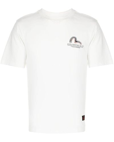 Evisu T-Shirt mit Möwen-Print - Weiß