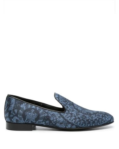 Versace Zijden Slippers Met Barokprint - Blauw