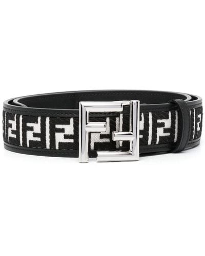 Fendi Ff-initials Leather Belt - Black