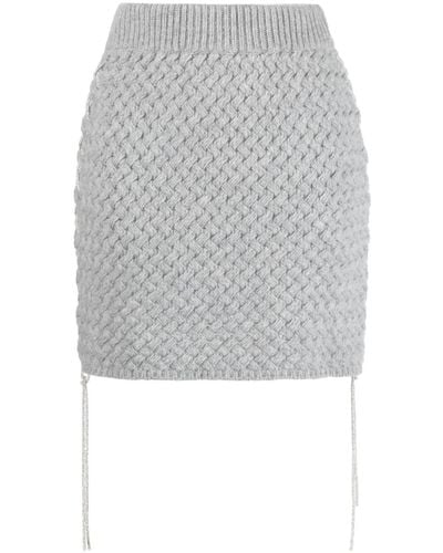 GIUSEPPE DI MORABITO Woven-knit Lace-up Miniskirt - Grey