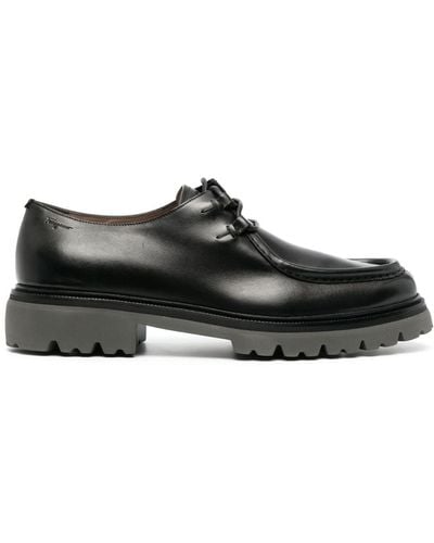 Ferragamo Leather Derby Shoes - Black