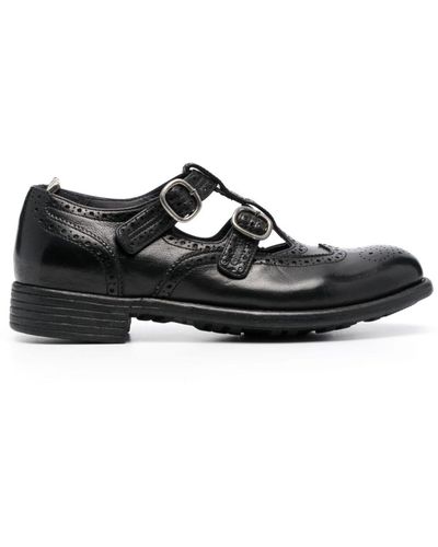 Officine Creative Perforated-detail Buckled Leather Shoes - Black