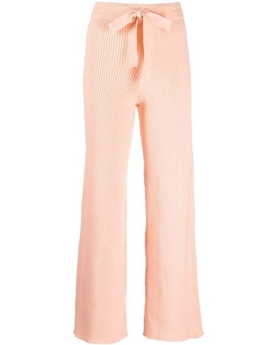 Live The Process Ribbed-knit Tied Pants - Pink