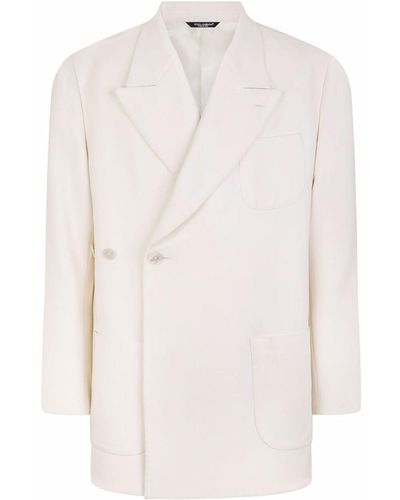 Dolce & Gabbana Boxy Side-button Wool-blend Blazer - White