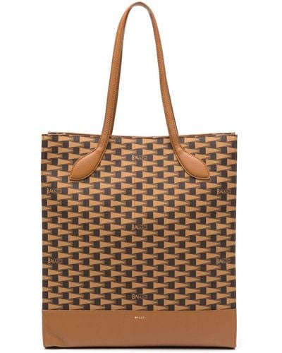 Bally Pennant Leather Tote Bag - Brown