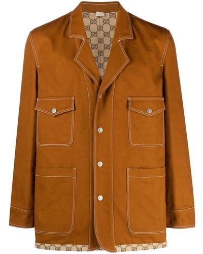 Gucci Monogram-pattern Reversible Jacket - Brown