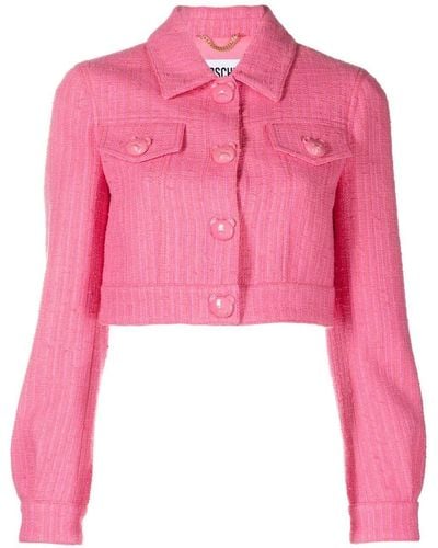 Moschino Roman Stud Cropped Tweed Jacket - Pink
