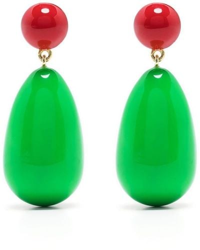 Eshvi Boucles d'oreilles pendantes à perles - Vert