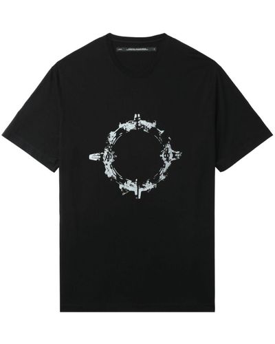 Julius アブストラクトパターン Tシャツ - ブラック