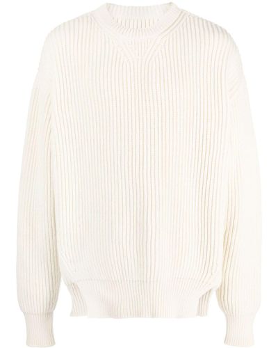 Jil Sander Crew-neck Ribbed-knit Wool Sweater - White