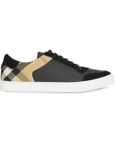 Burberry House Check Leather Sneakers - Black