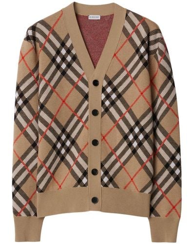 Burberry Vintage Check Wool-blend Cardigan - Brown
