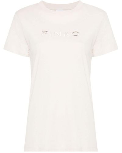 Pinko Katoenen T-shirt Met Geborduurd Logo - Wit