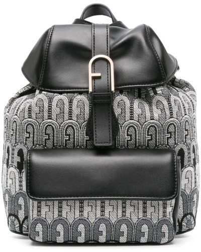 Furla Mochila Flow con logo en jacquard - Gris