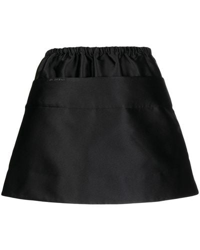 ShuShu/Tong Layered-waist Duchess Satin Mini Skirt - Black