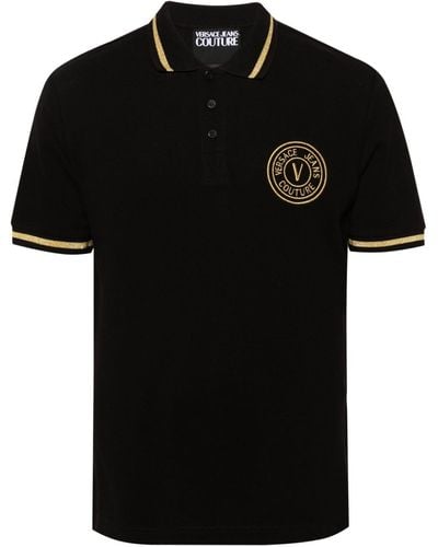 Versace Poloshirt Met Geborduurd Logo - Zwart