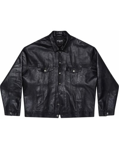 Balenciaga Denim-style Leather Jacket - Black
