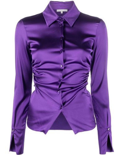 Patrizia Pepe Split Cuff Ruched Shirt - Purple
