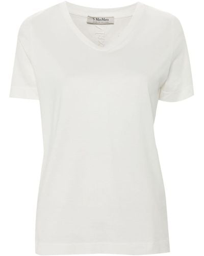 Max Mara Embroidered-logo Cotton T-shirt - White