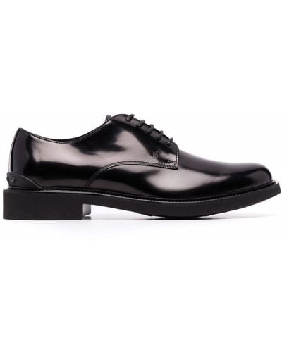 Tod's Polished Leather Derby Shoes - Black