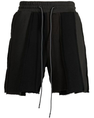 Mostly Heard Rarely Seen Exposed-seam Cotton Track Shorts - Black