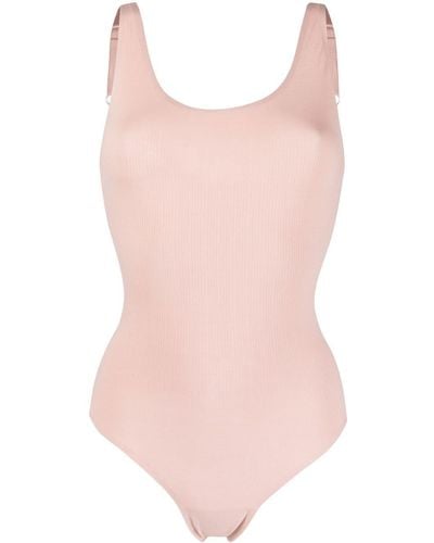 Wolford Fine-ribbed Thong Bodysuit - Pink