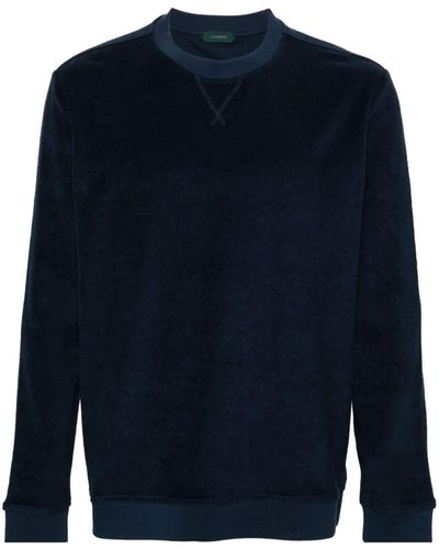 Zanone Sweatshirt aus Frottee - Blau