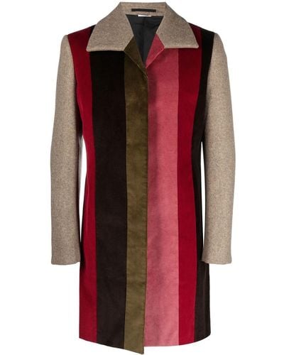 Comme des Garçons Striped Corduroy Mid-length Coat - Red