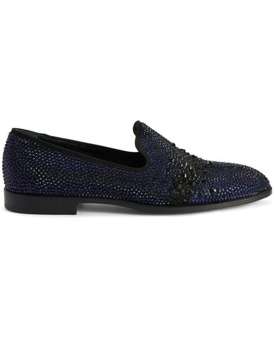 Giuseppe Zanotti Marthinique Crystal-embellished Loafers - Blue