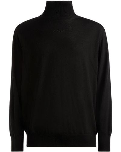 Bally Logo-embroidered Wool Jumper - Black