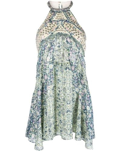 Isabel Marant Floral-print Sequinned Dress - Blue