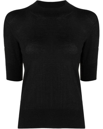 Jil Sander Short Sleeve Fine-knit Top - Black