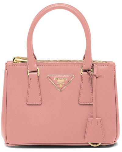 Prada Mini Galleria Saffiano Leather Handbag - Pink