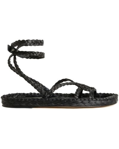 Alanui A Love Letter To India Woven Leather Sandals - Black