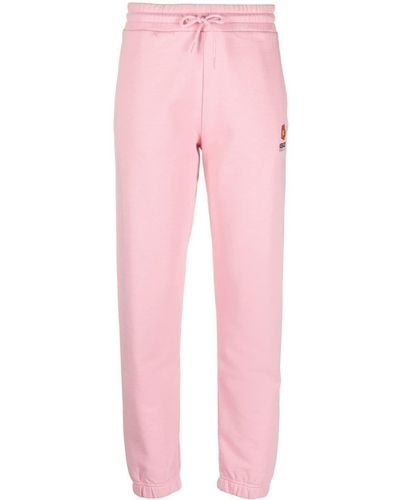 KENZO Pantalones de chándal con logo bordado - Rosa