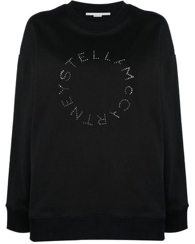 Stella McCartney Sweatshirt mit Strass-Logo - Schwarz