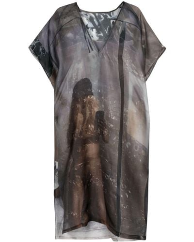BARBARA BOLOGNA Robe longue à imprimé photographique - Gris