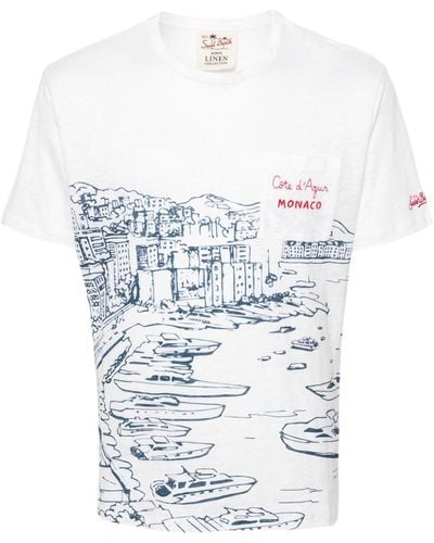 Mc2 Saint Barth Monaco T-Shirt aus Leinen - Weiß