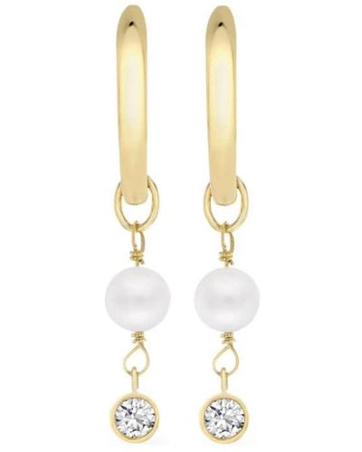 Pragnell 18kt Yellow Gold Sundance Diamond And Pearl Earrings - White