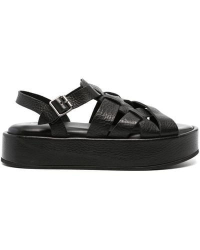 Moma Arizona Raw Leather Sandals - Black