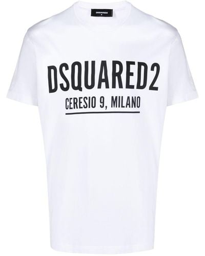 DSquared² Logo Print Cotton T Shirt. - White
