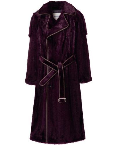 Burberry Faux-fur Trench Coat - Purple