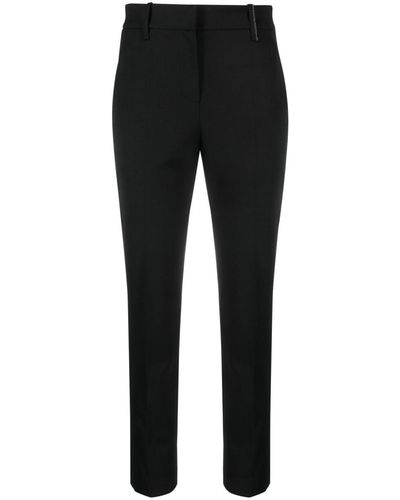 Brunello Cucinelli Pantalones ajustados de talle medio - Negro