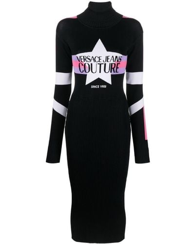 Versace インターシャ ニットドレス - ブラック