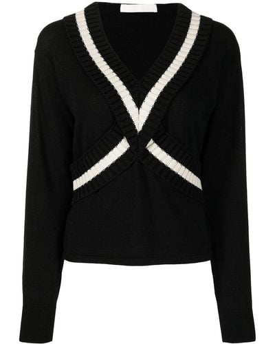 Dion Lee Two-tone V-neck Sweater - Black