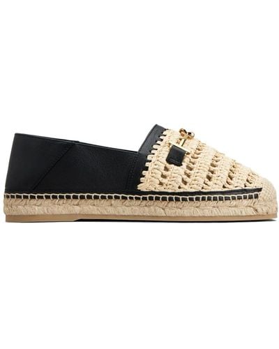 Tod's Woven-raffia Leather Espadrilles - Black