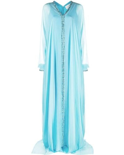 Jean Louis Sabaji Crystal-embellished Tulle Kaftan Dress - Blue