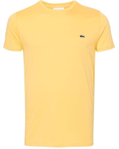 Lacoste T-shirt en coton à patch logo - Jaune
